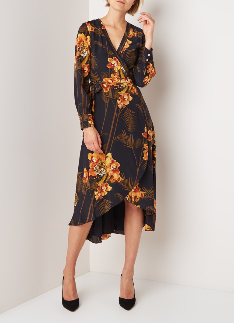Ted Baker - Stela wikkeljurk van zijde met bloemendessin - Donkerblauw
