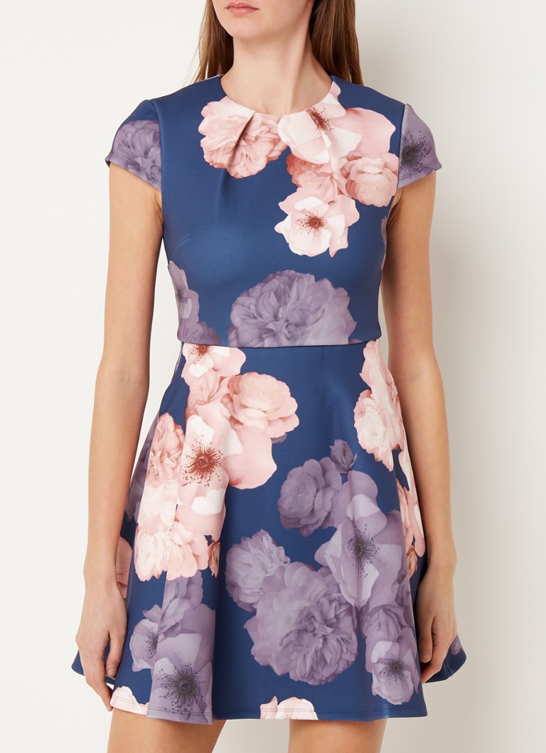 versneller een kopje Likken Ted Baker Trinia mini A-lijn jurk met bloemenprint en steekzakken • Blauw •  de Bijenkorf