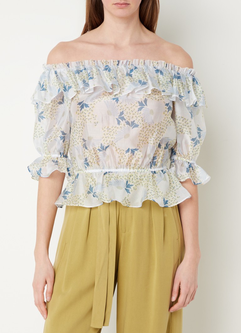 Ted Baker Trisia off shoulder top met bloemenprint • Lichtblauw • de