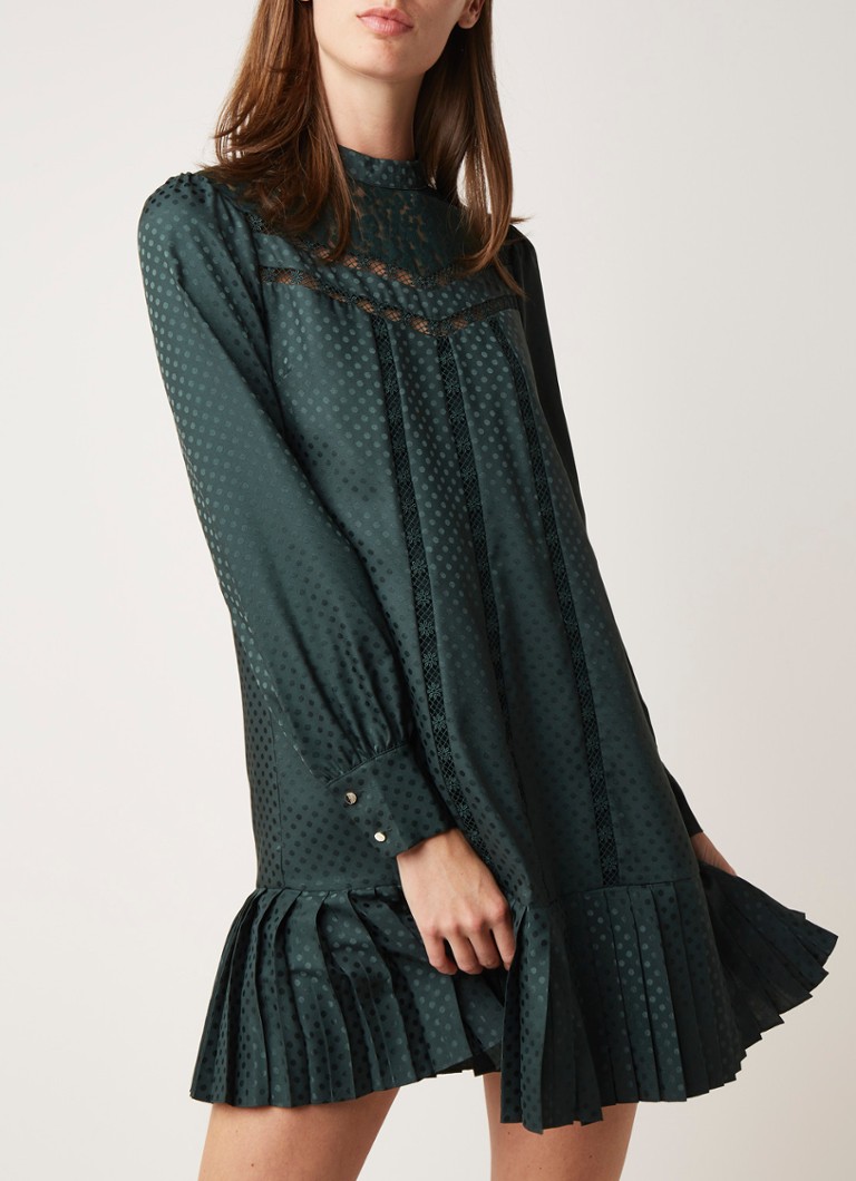 Ted Baker - Tuniekjurk met stippendessin en broderie - Donkergroen