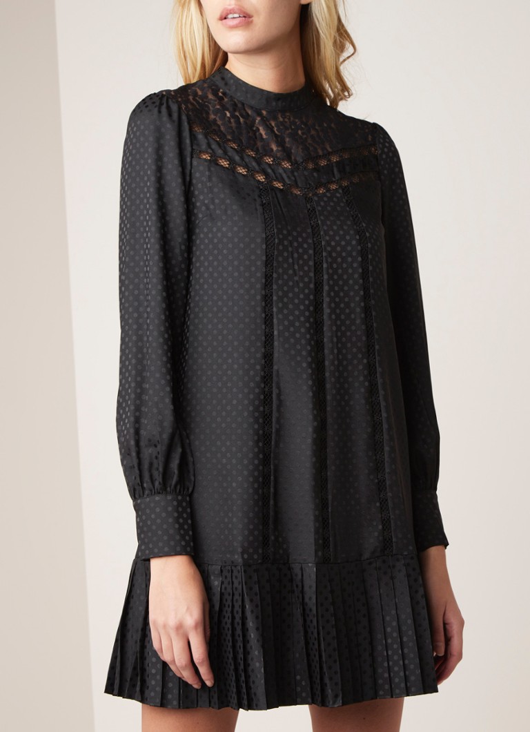 Ted Baker - Tuniekjurk met stippendessin en broderie - Zwart