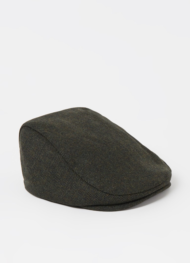 Ted Baker - Tweed flat cap in wolblend  - Bronsgroen