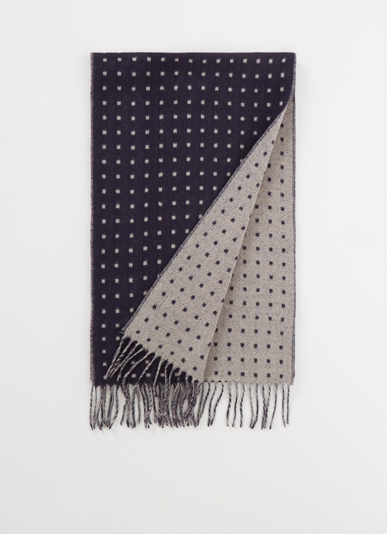 Ted Baker - Vessle sjaal met print 190 x 30 cm  - Donkerblauw