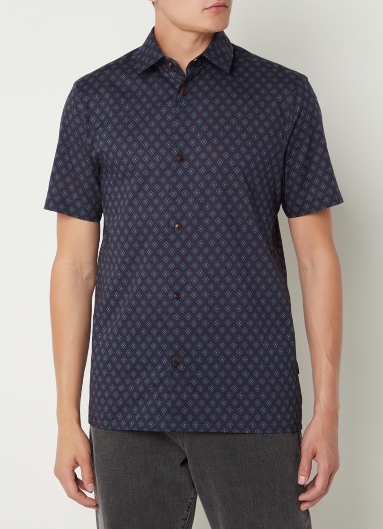 Ted Baker - Yannic regular fit overhemd met print  - Donkerblauw