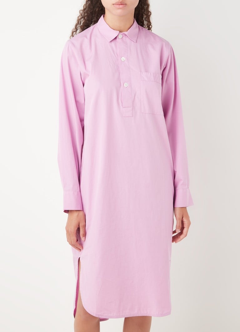 TEKLA - Nachthemd met streepprint van biologisch katoen - Roze