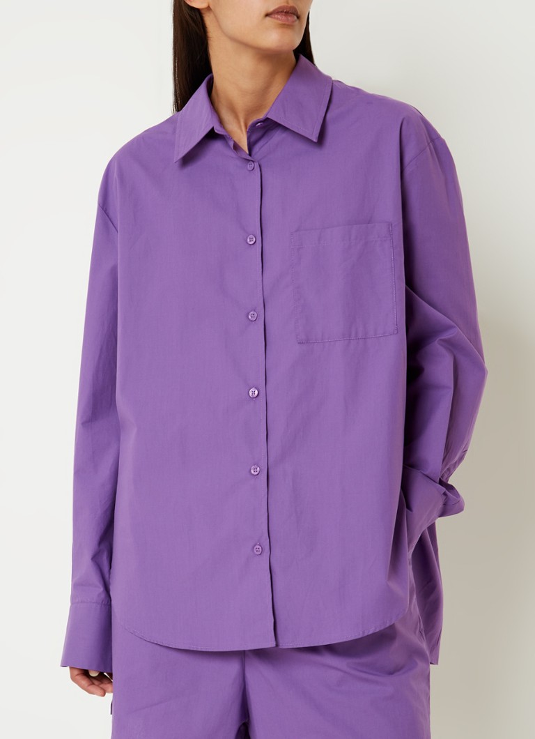 The Frankie Shop Lui Oxford oversized blouse met borstzak • Roze • de