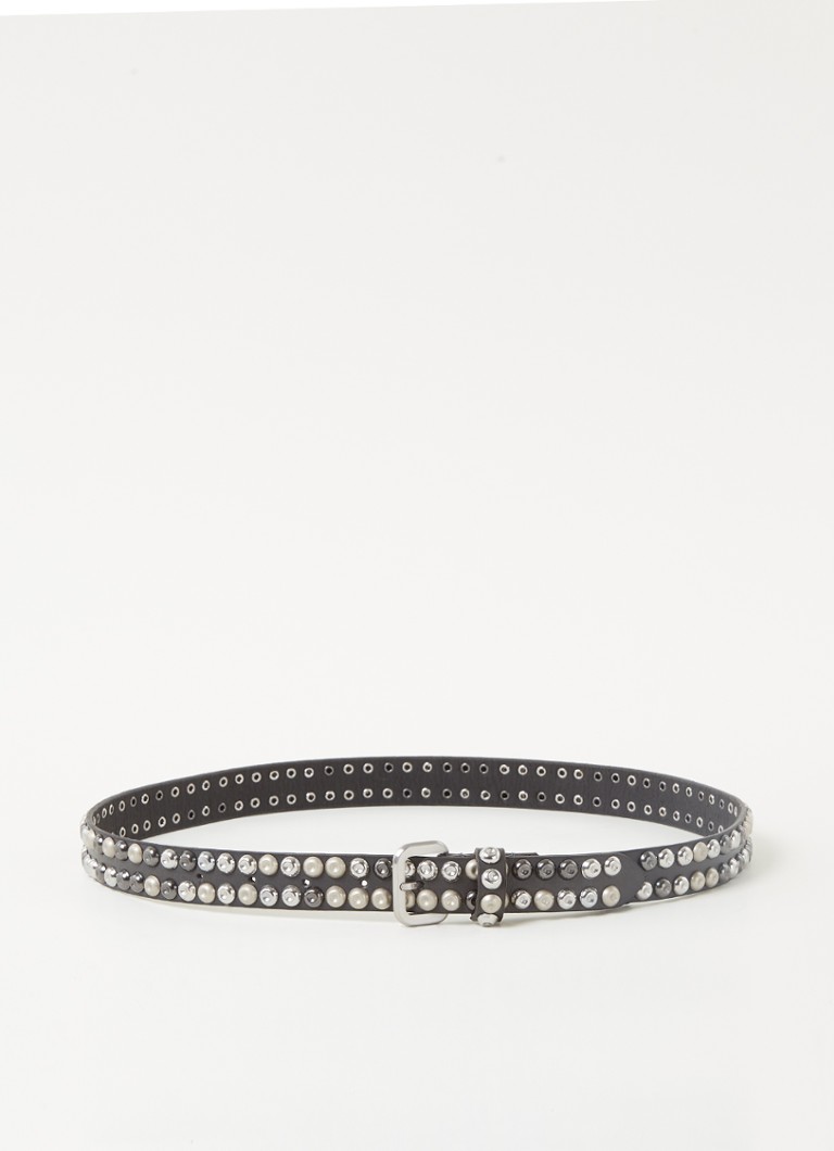 The Kaia Joan riem van leer met studs • Zwart • de Bijenkorf