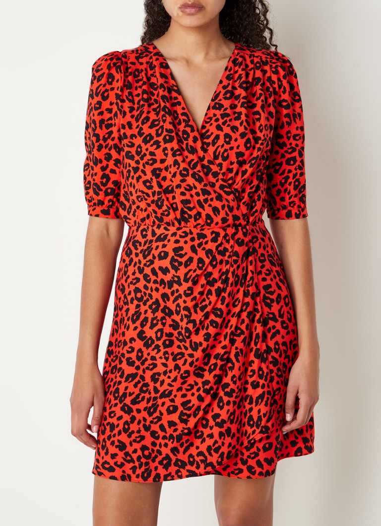 The Kooples Mini Wikkeljurk Met Panterprint Rood De Bijenkorf