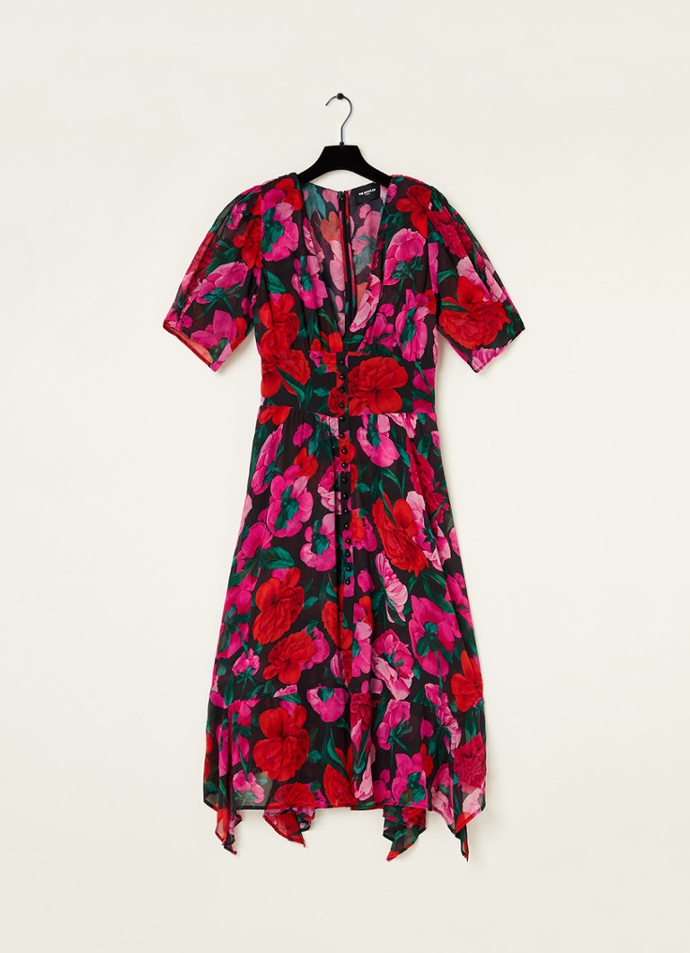 Scheur Mysterie Overname The Kooples Vintage midi jurk van zijde met bloemenprint - maat 36 • Roze •  de Bijenkorf