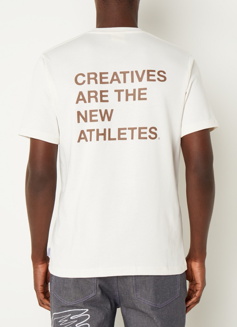 The New Originals - Catina T-shirt met logo- en backprint - Creme