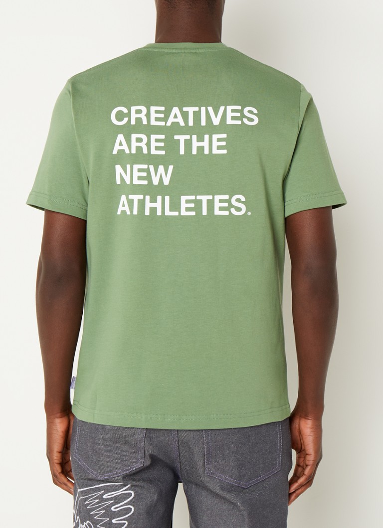 The New Originals - Catna T-shirt met logo- en backprint - Bronsgroen