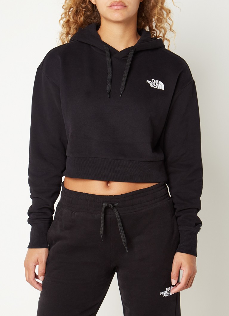 The North Face - Cropped hoodie met logoprint - Zwart