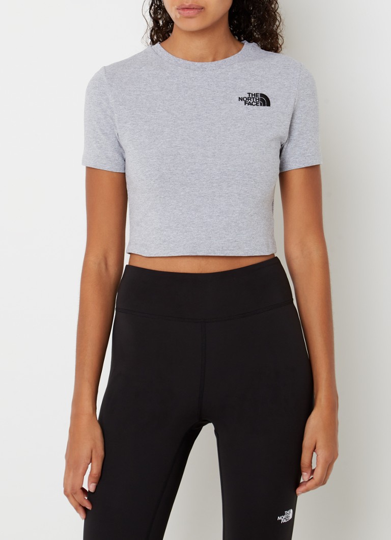 The North Face - Cropped trainings T-shirt met logoborduring - Lichtgrijs