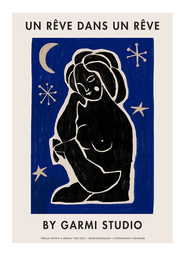 THE POSTER CLUB - Dream Within A Dream Blue, By Garmi print - Lichtgrijs