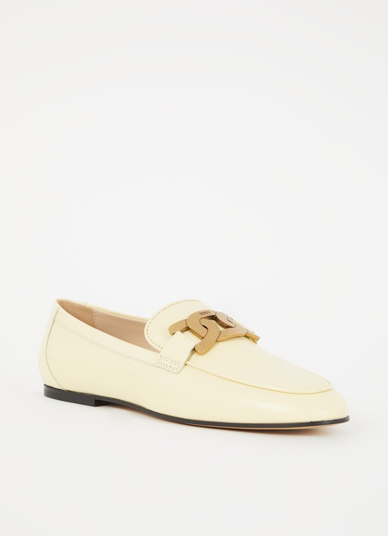 Tod's - Kate loafer van leer met gespdetail - Lichtgeel