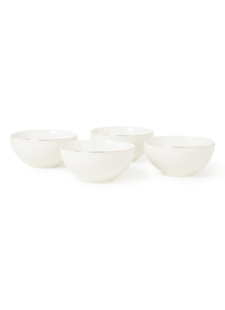 Set 4 Piatti Bianchi TOKYO Design Studio - Porcellana Giapponese Bordo Dorato 15cm