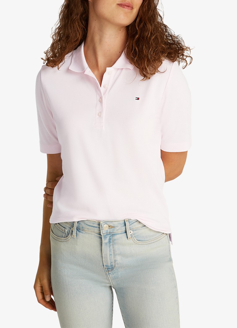 Tommy Hilfiger - 1985 Slim fit polo van biologisch katoen met logo - Lichtroze