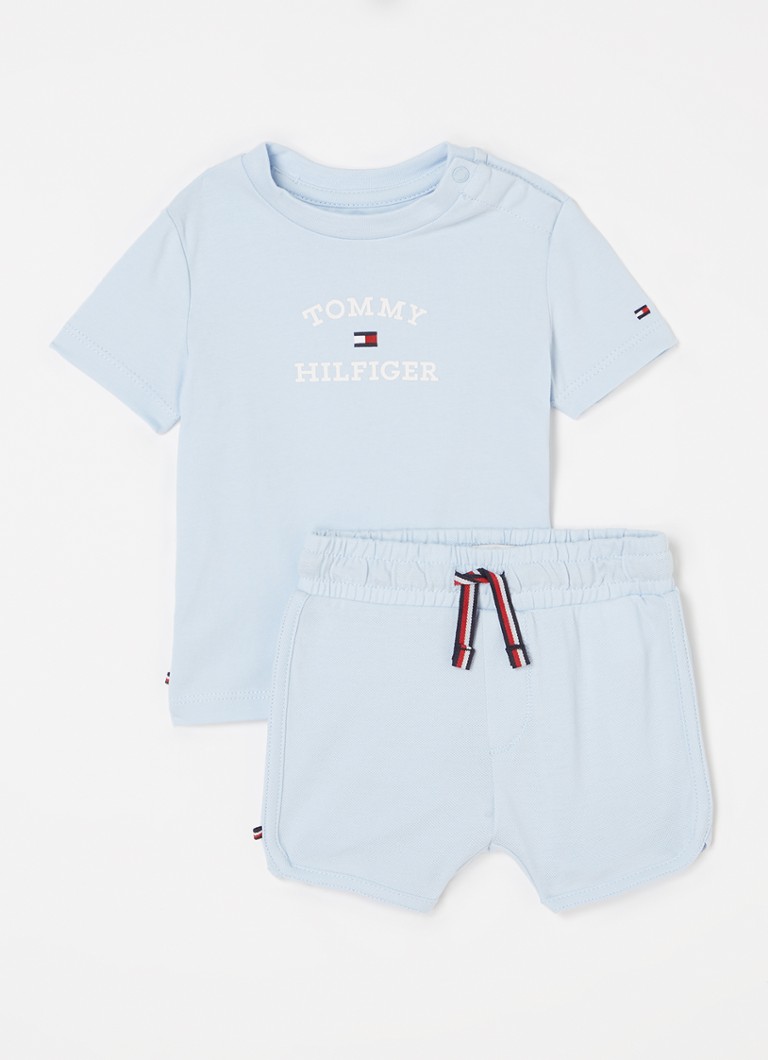 Tommy Hilfiger Babyset met Tshirt en korte broek 2delig • Lichtblauw • de Bijenkorf
