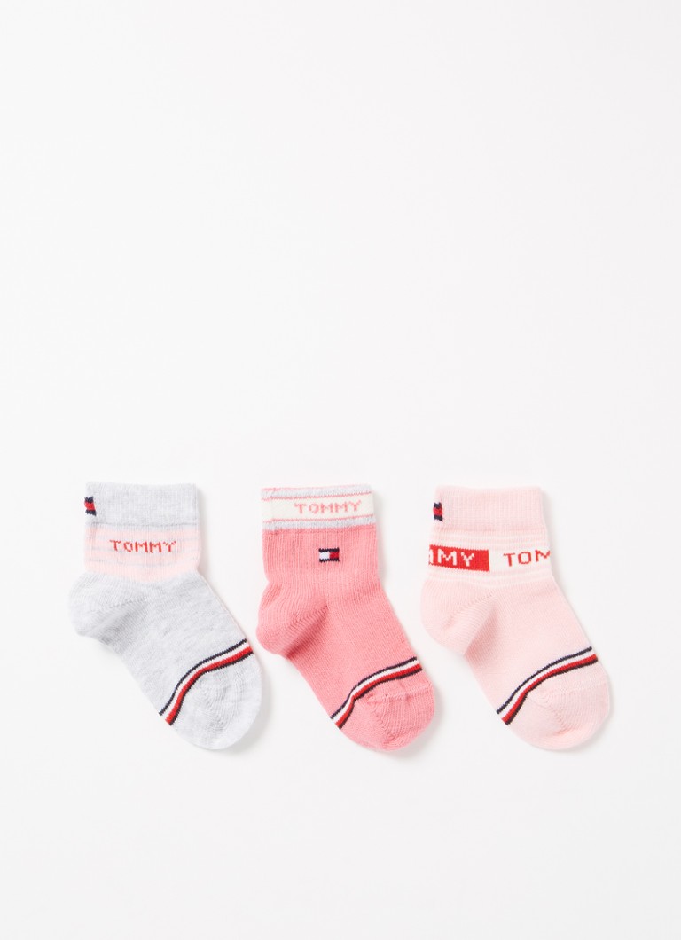Tommy Hilfiger - Babysokken met logo in 3-pack giftbox - Roze
