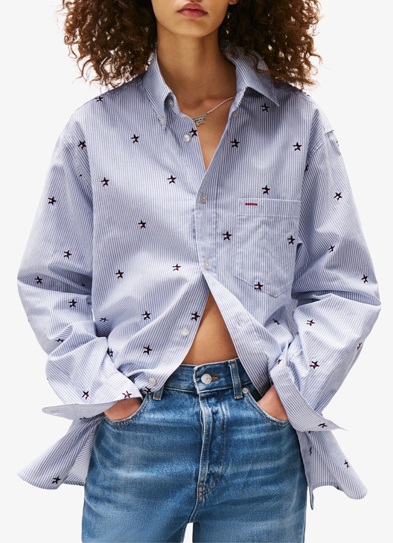 Tommy Hilfiger - Blouse met streepprint - Lichtblauw