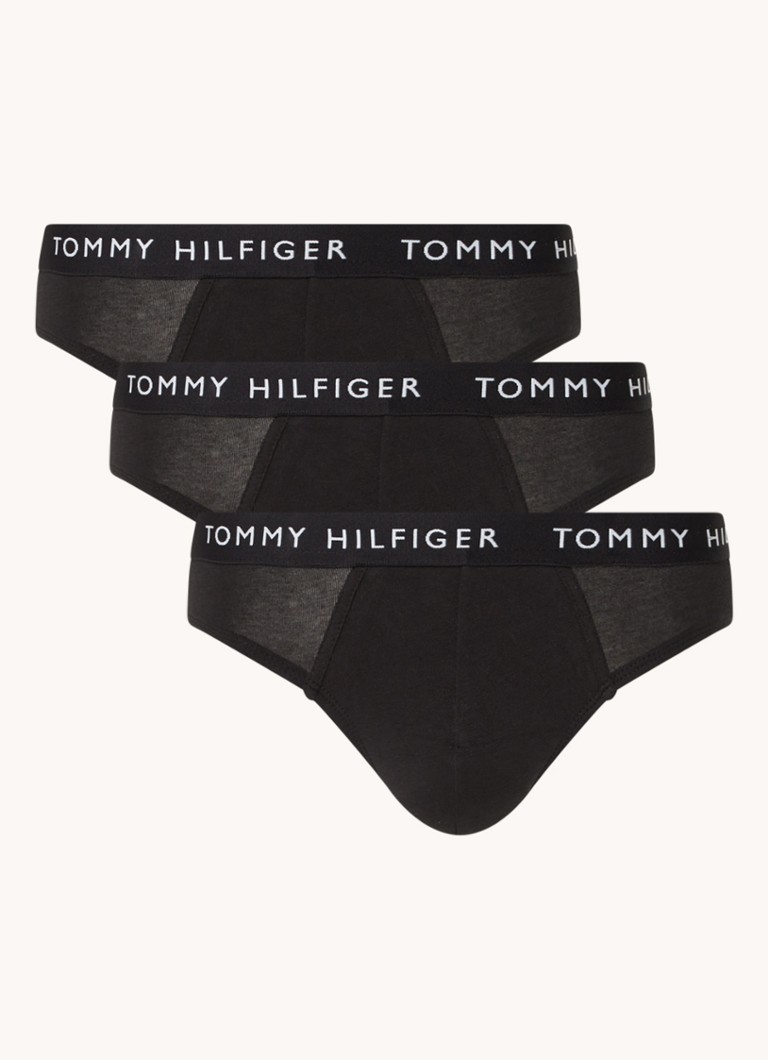 Tommy Hilfiger - Boxerslips met logoband in 3-pack - Zwart