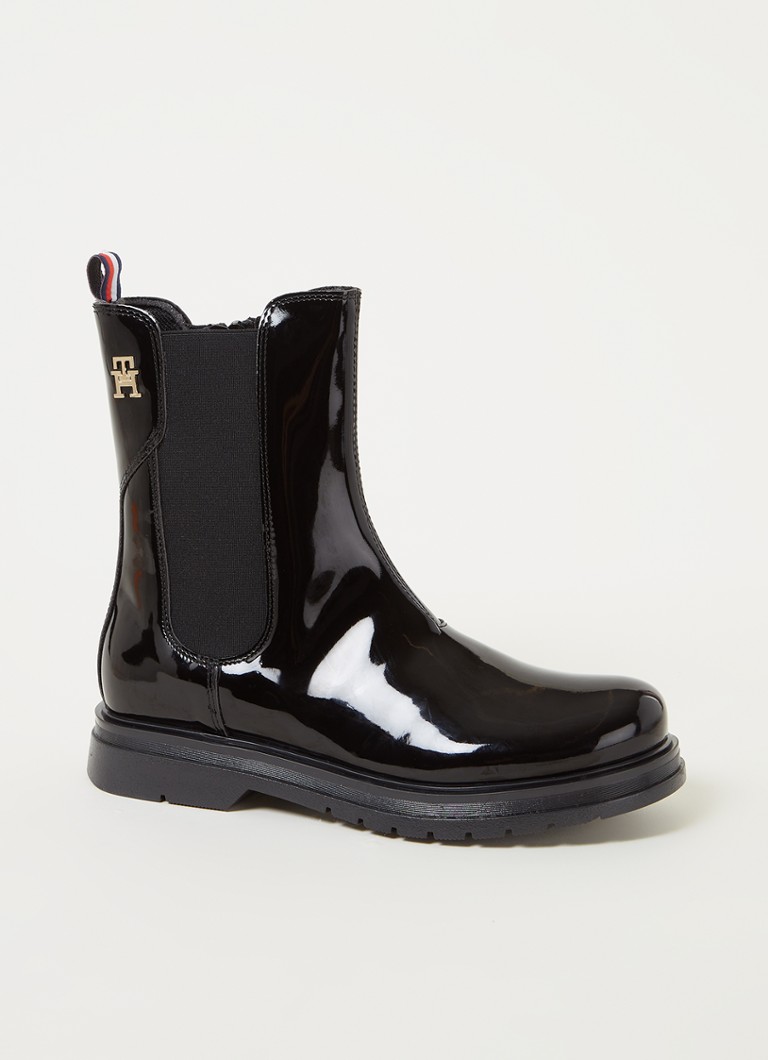 Broek snel straal Tommy Hilfiger Chelsea boot met lakfinish • Zwart • de Bijenkorf