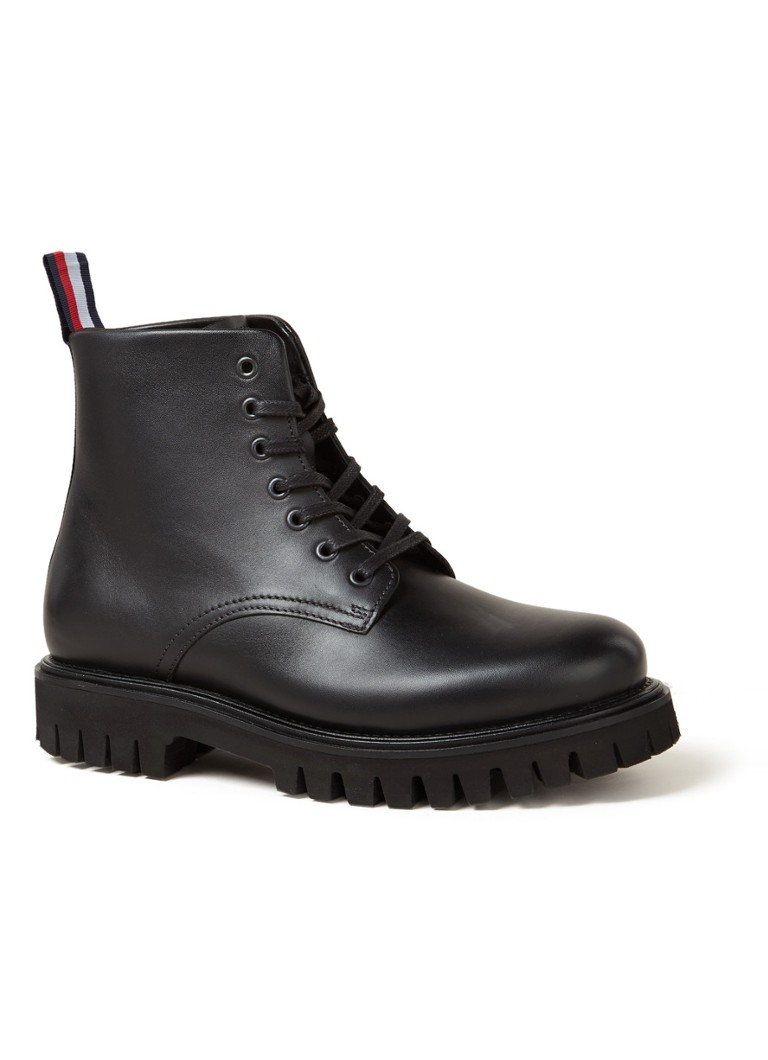 Tommy Hilfiger - Chunky Dress veterboot van leer - Zwart