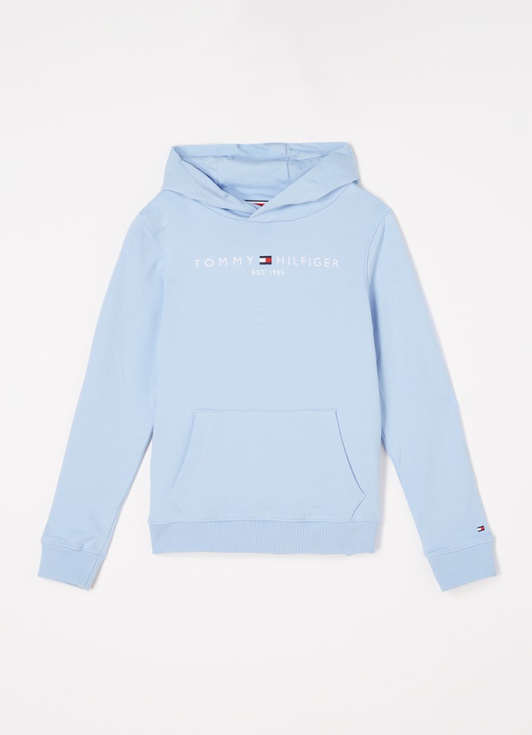 Tommy Hilfiger - Essential hoodie met logoborduring - Lichtblauw