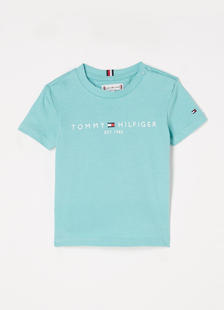 Tommy Hilfiger - Essential T-shirt met logoprint - Zeegroen