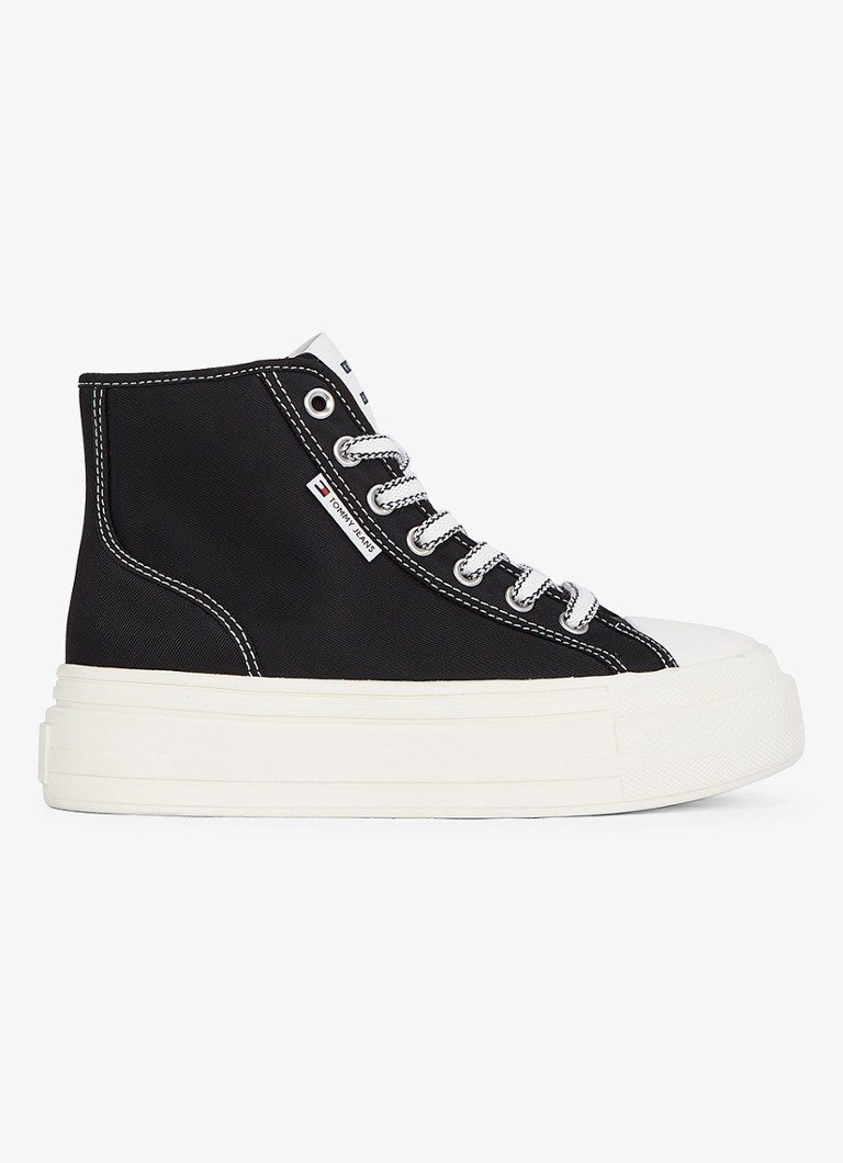 Tommy Hilfiger - Foxing sneaker met plateauzool - Zwart