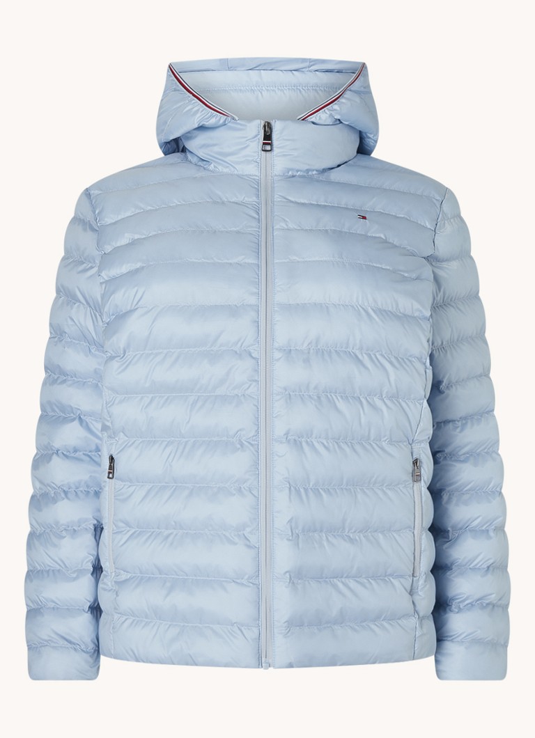 Tommy Hilfiger - Gewatteerd jack met capuchon en ritszakken - Lichtblauw