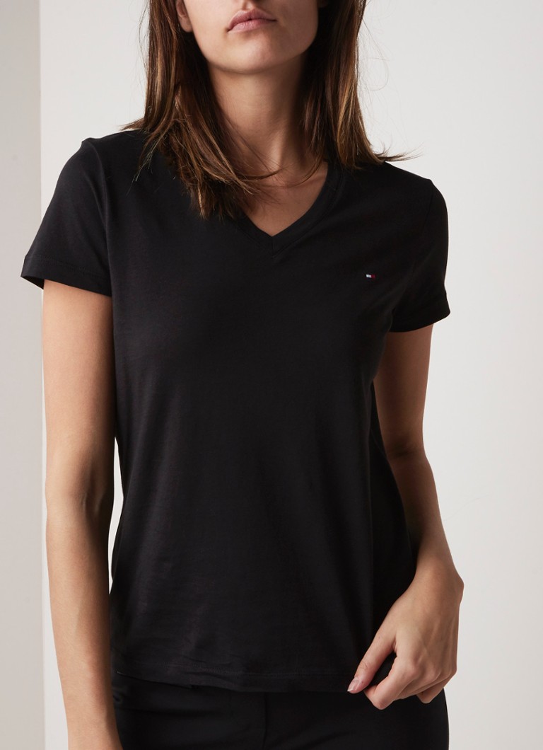 Tommy Hilfiger Heritage Tshirt met Vhals • Zwart • de Bijenkorf