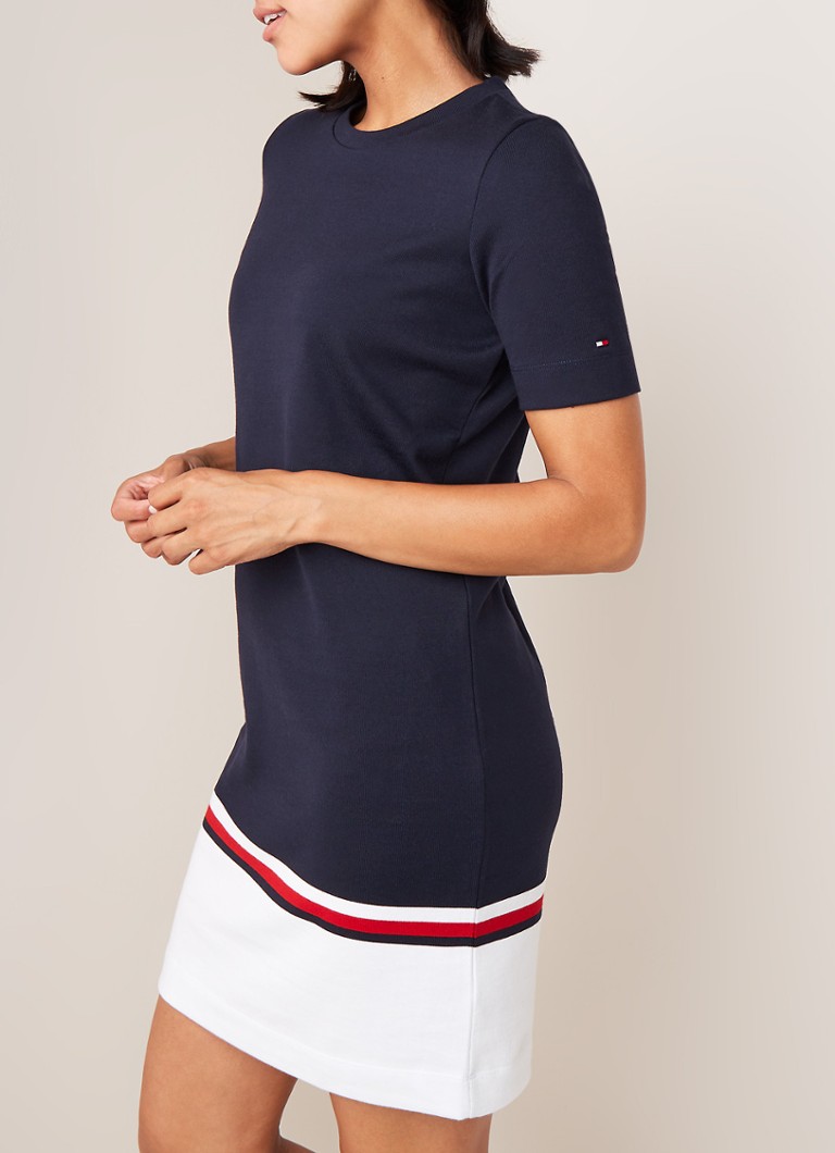 Tommy Hilfiger Jersey Jurk Met Streepdessin En Merkapplicatie