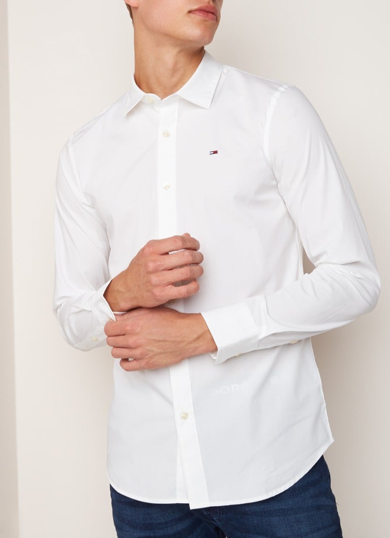 Tommy Hilfiger Original slim fit overhemd met stretch • Wit Bijenkorf