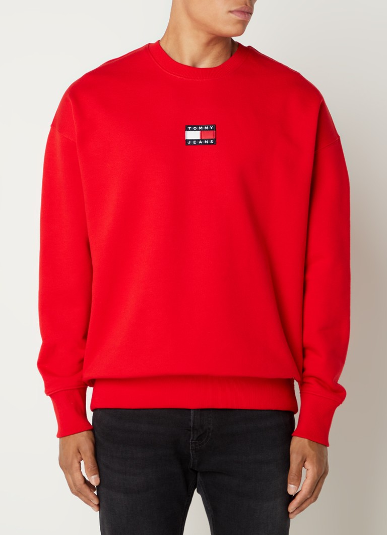 Tommy Hilfiger - Oversized sweater met logo - Rood