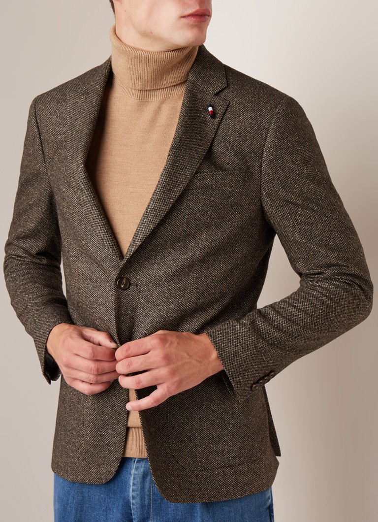 Tommy Hilfiger - Regular fit colbert in wolblend - Bruin