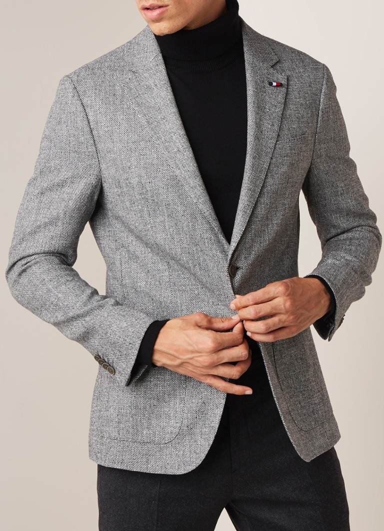 Tommy Hilfiger - Regular fit colbert met gemêleerd dessin - Grijsmele