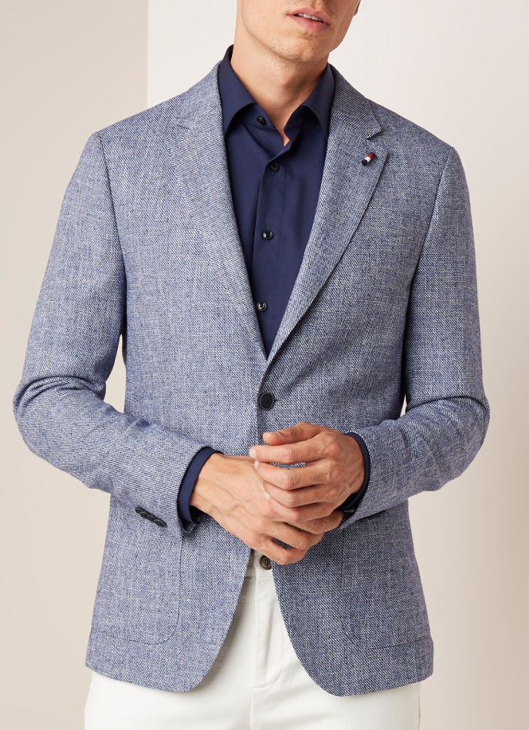 Tommy Hilfiger - Regular fit colbert met gemêleerd dessin - Kobaltblauw