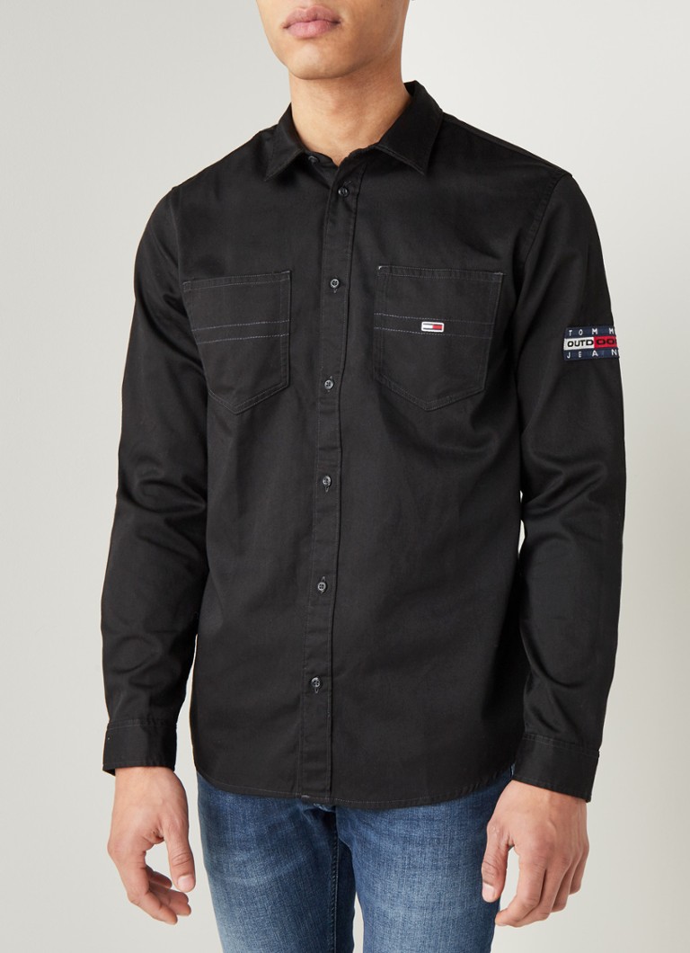 Tommy Hilfiger - Regular fit overhemd met borstzakken - Zwart