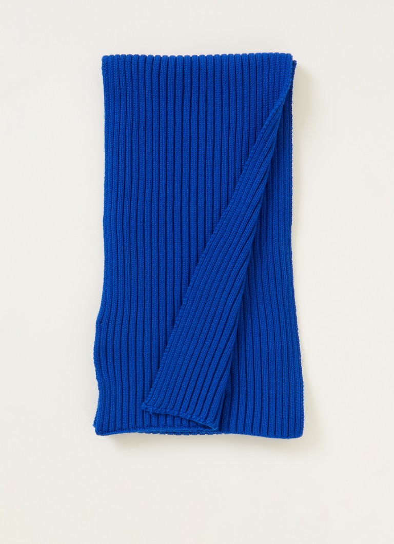 Tommy Hilfiger - Ribgebreide sjaal met logo 160 x 20 cm - Blauw