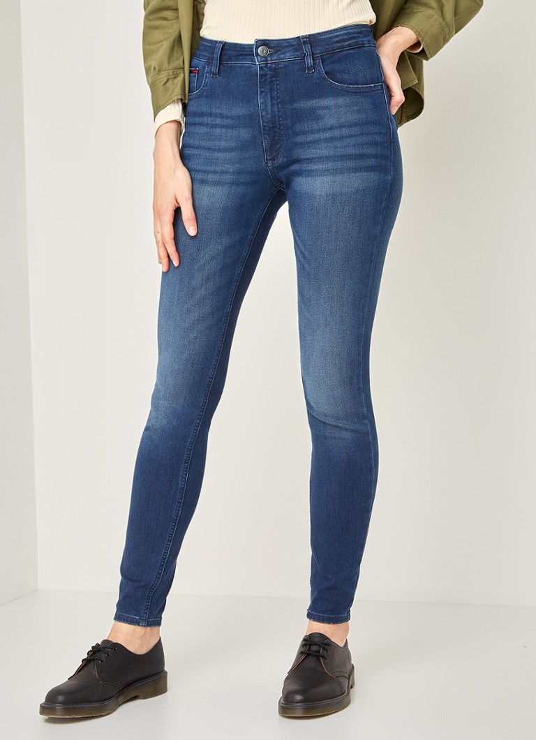 Tommy Hilfiger Santana High Rise Skinny Fit Jeans Met Donkere Wassing Indigo De Bijenkorf