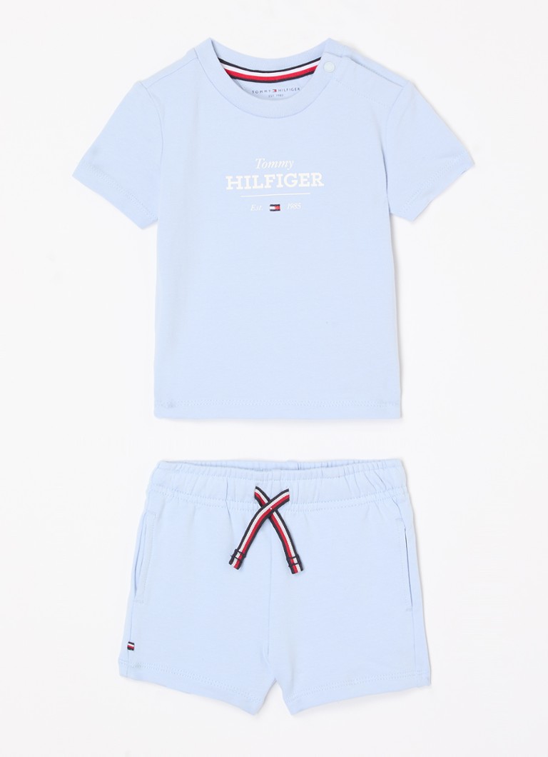 Tommy Hilfiger - Set van T-shirt met korte joggingbroek 2-delig - Lichtblauw