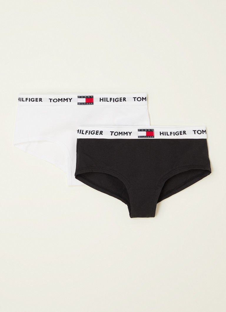 Tommy Hilfiger - Shorty boxershorts met logoband in 2-pack  - Wit