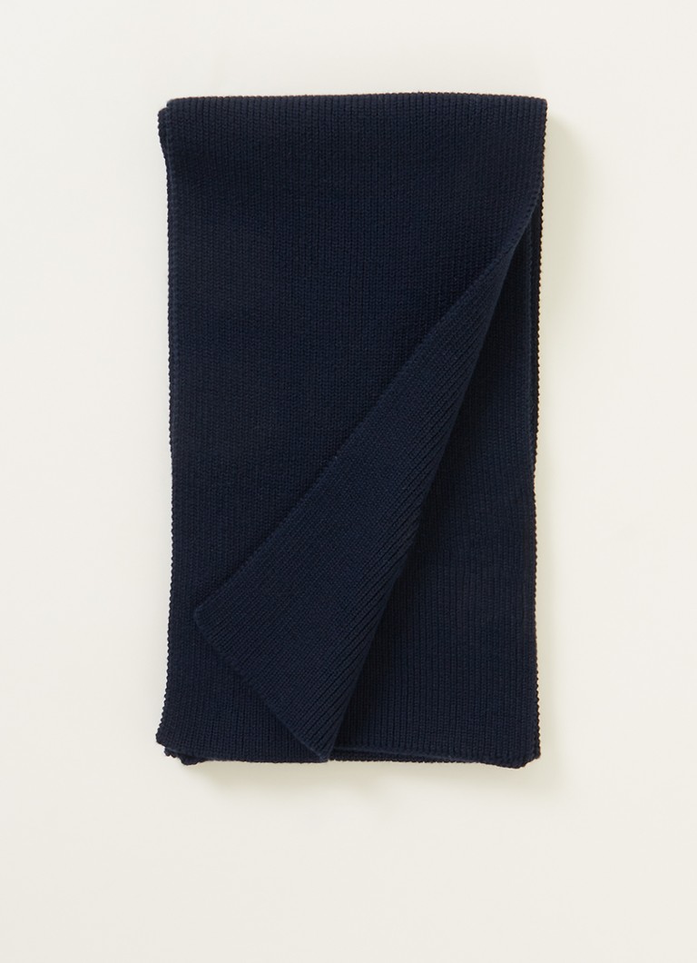 Tommy Hilfiger - Sjaal met logoborduring 140 x 20 cm - Donkerblauw