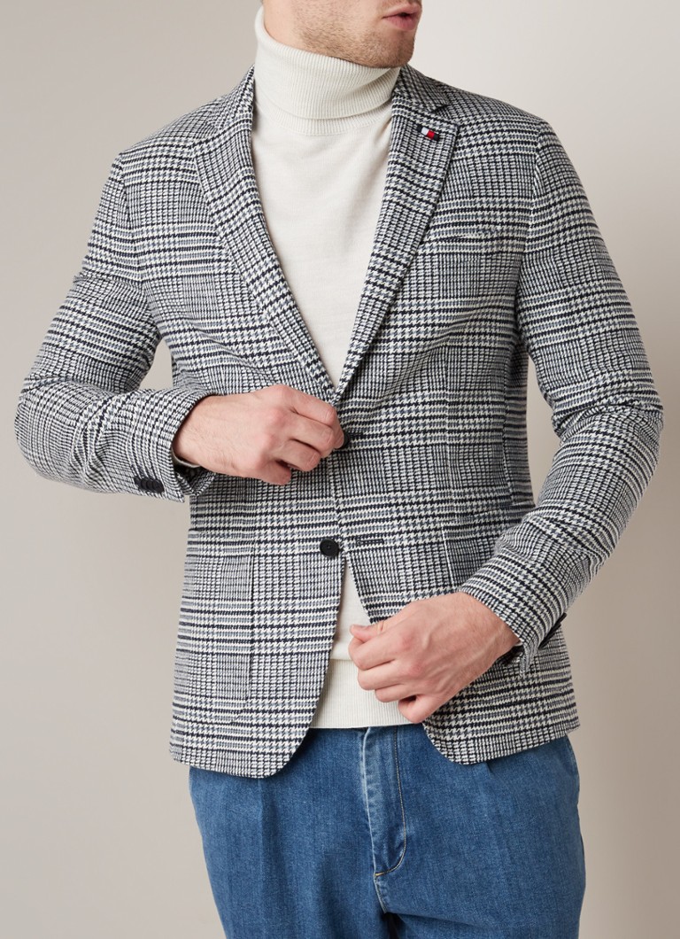 Tommy Hilfiger - Slim fit blazer met pied-de-poule dessin - Grijs
