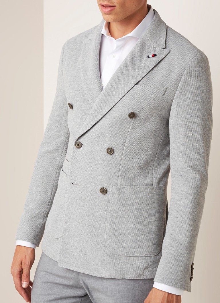 Tommy Hilfiger - Slim fit jersey double breasted-colbert - Lichtgrijs