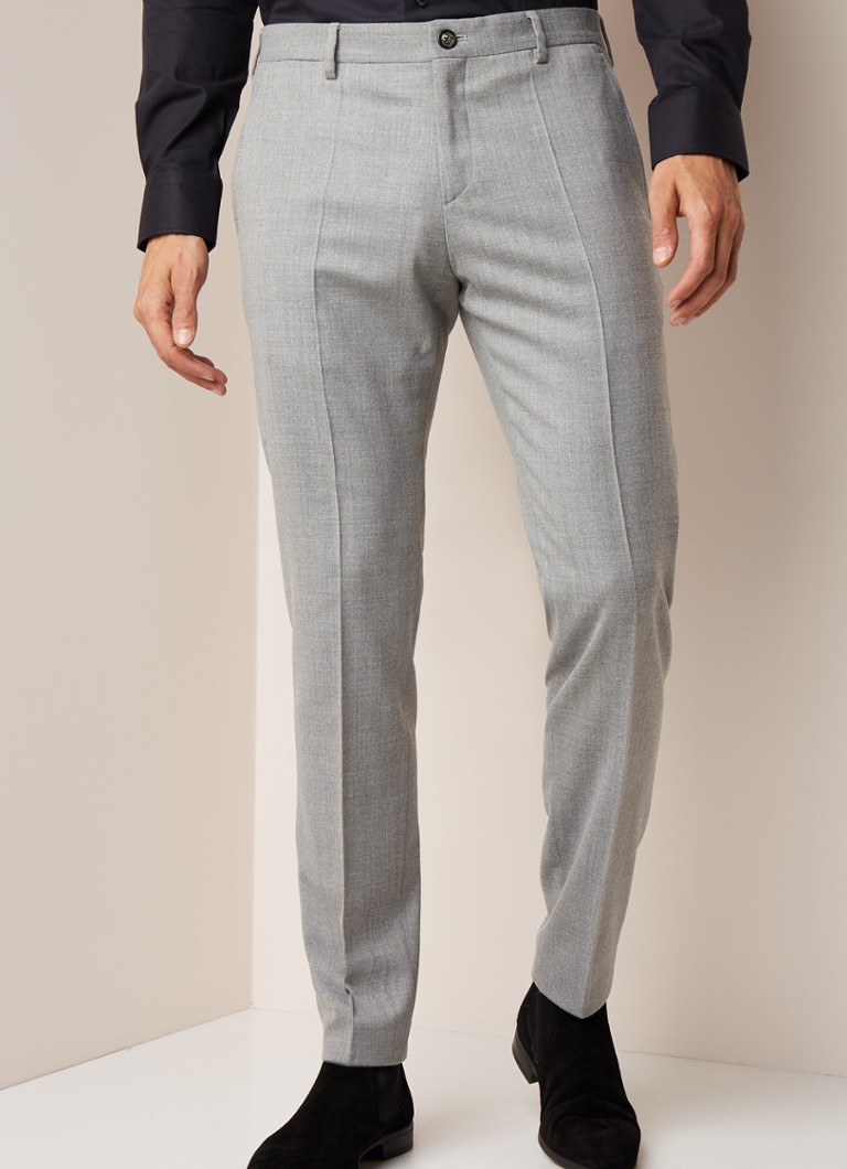 Tommy Hilfiger - Slim fit pantalon in wolblend met persplooi - Grijs