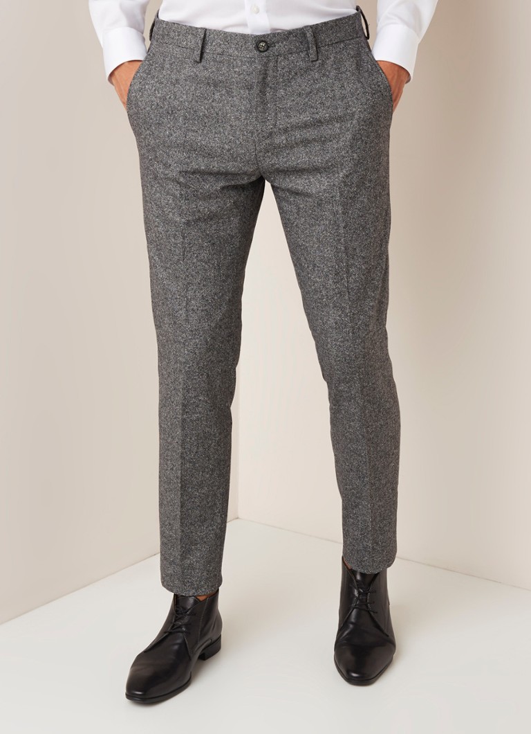 Tommy Hilfiger - Slim fit pantalon in wolblend - Donkergrijs