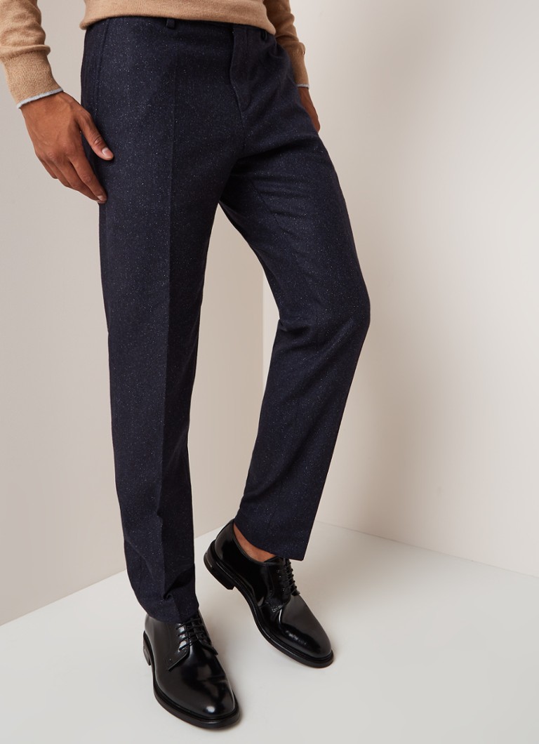 Tommy Hilfiger - Slim fit pantalon in wolblend - Donkerblauw