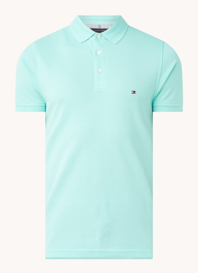 Tommy Slim fit polo met logo • Turquoise • de Bijenkorf